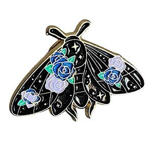 Vintage Style Multicolored Floral Celestial Moth Butterfly Enamel Pin Brooch
